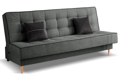 Schlafsofa mit Schlaffunktion, dunkelgrauer Stoffbezug, gepolsterte Rückenlehne