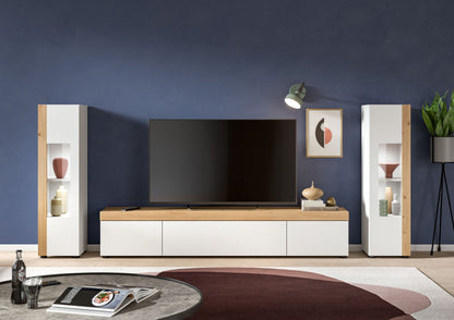 Homes & Jones Wohnwand 3-tlg. weiß, Lowboard für TV bis 70 Zoll geeignet
