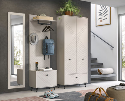 Ensemble d'entrée NOTES (L/H/P : env. 215/190/35 cm) en beige sable/beige sable mat