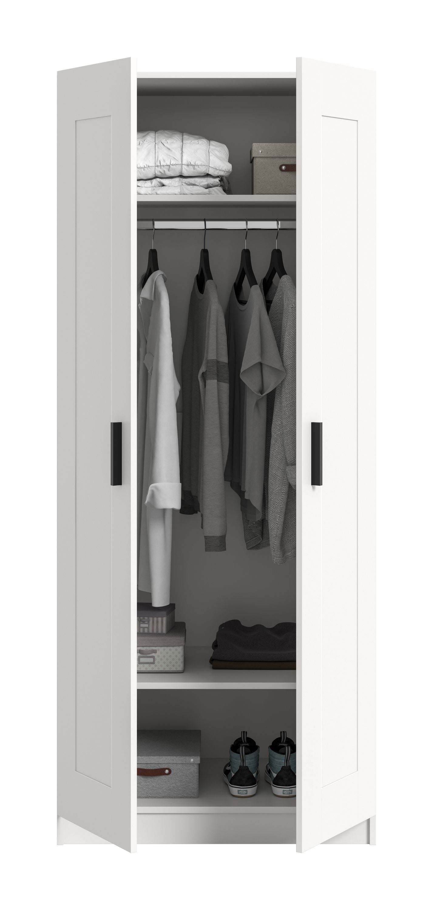 Armoire 2 portes VISBY (L/H/P : env. 80/195/56 cm) en blanc/blanc