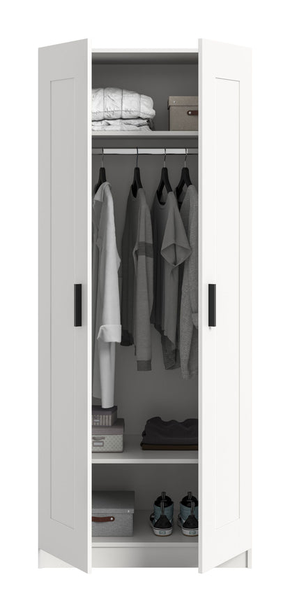 Armoire 2 portes VISBY (L/H/P : env. 80/195/56 cm) en blanc/blanc