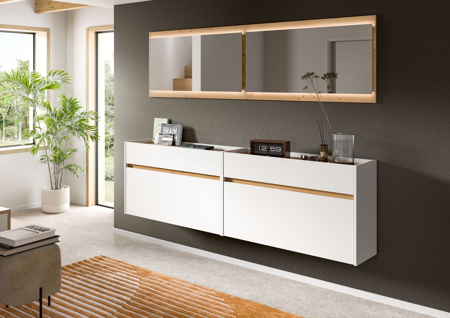 Homes & Jones Garderobe 4-tlg. inkl. Beleuchtung, Dielenmöbel-Flurmöbel