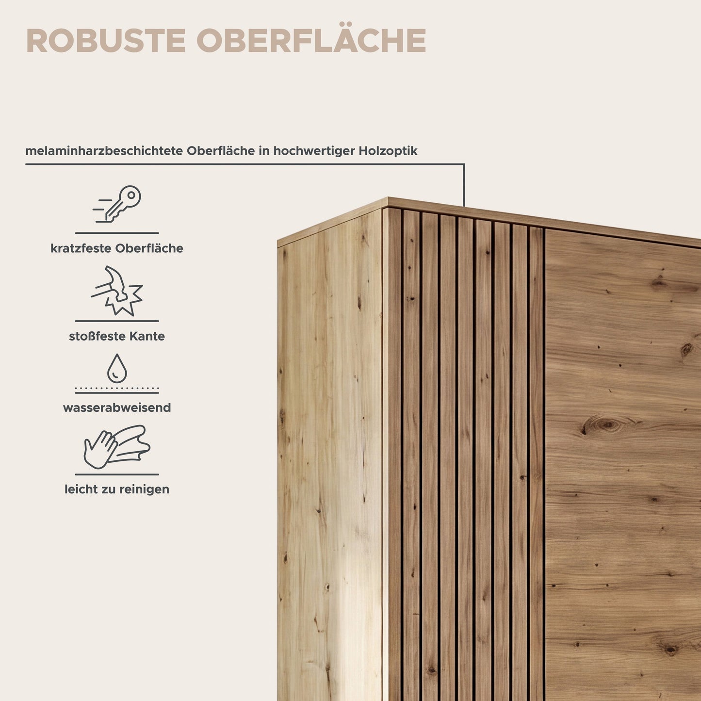 Keno Garderobenschrank (B/H/T: 65x191x37 cm) in Artisan Eiche Nachbildung