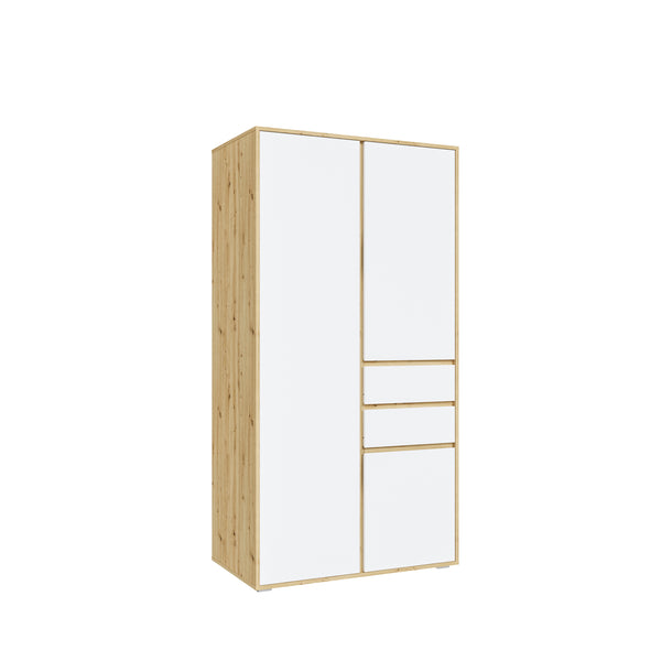 Armoire 2 portes FALUN (L/H/P : env. 100/194/56 cm) en imitation chêne Artisan/blanc