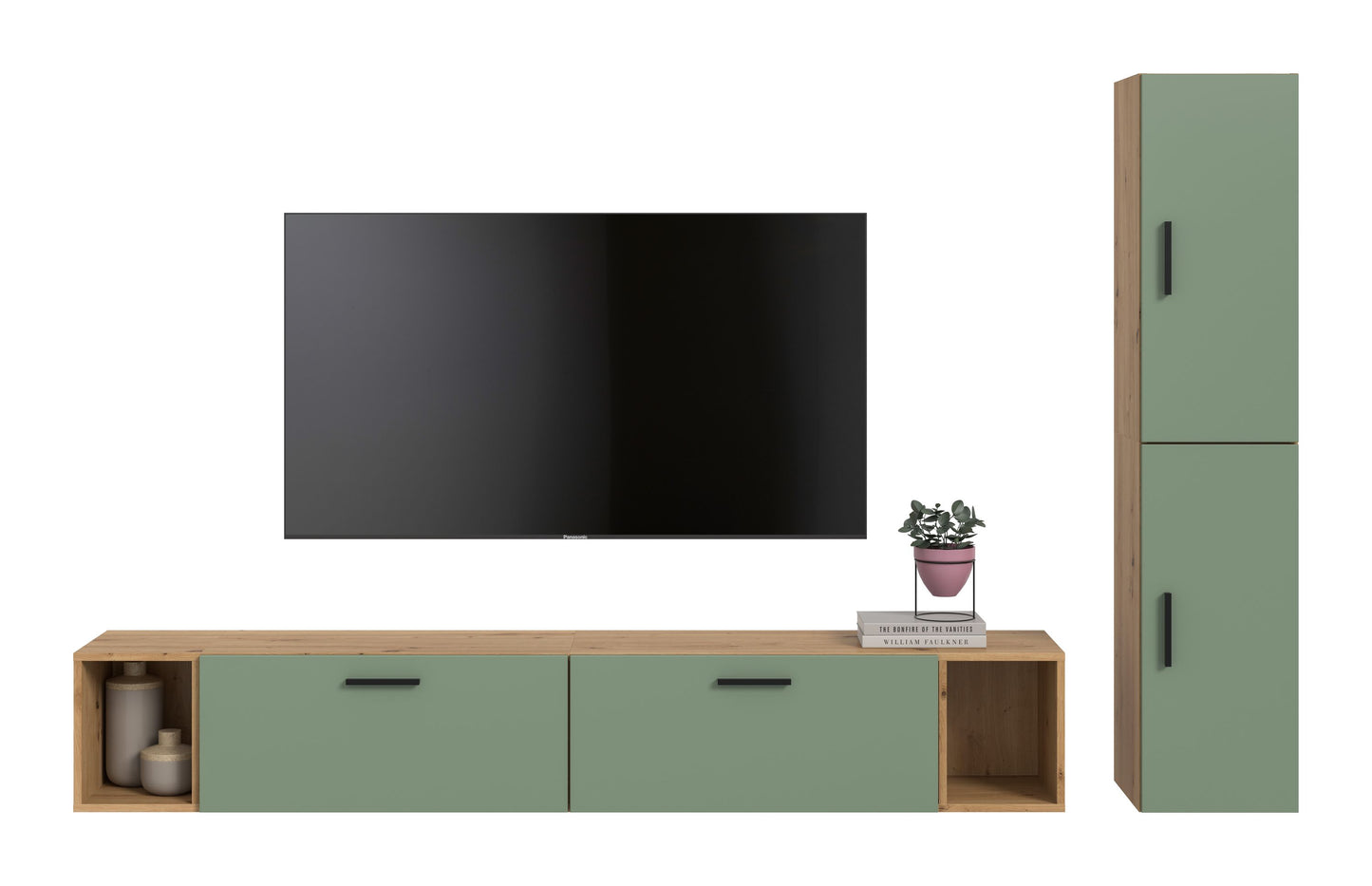 Homes & Jones Wohnwand 2-tlg. TV Möbel Modular Lowboard, Wohnzimmerschrank