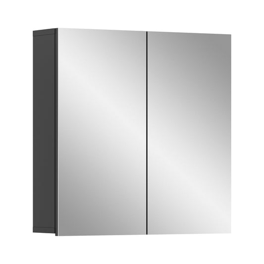 Badspiegelschrank mit zwei Spiegeltüren, grau, 60 cm breit