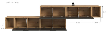 Homes & Jones Wohnwand 2-tlg. TV Möbel Modular Lowboard, Wohnzimmerschrank
