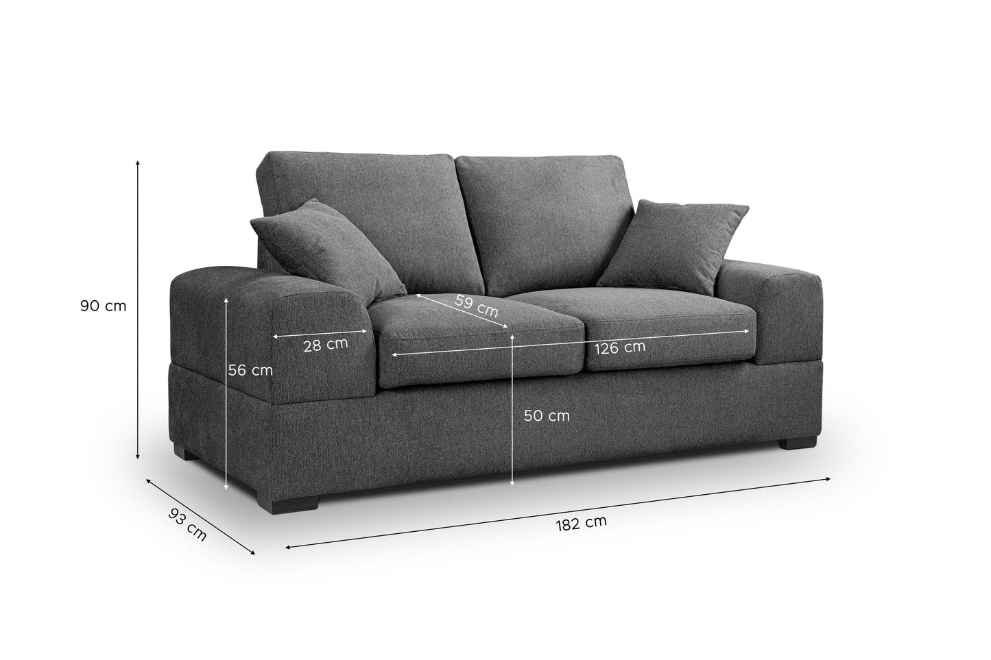 Homes & Jones Sofa 2-Sitzer mit Stoffbezug, Modernes Kompaktes Sofa pflegeleicht