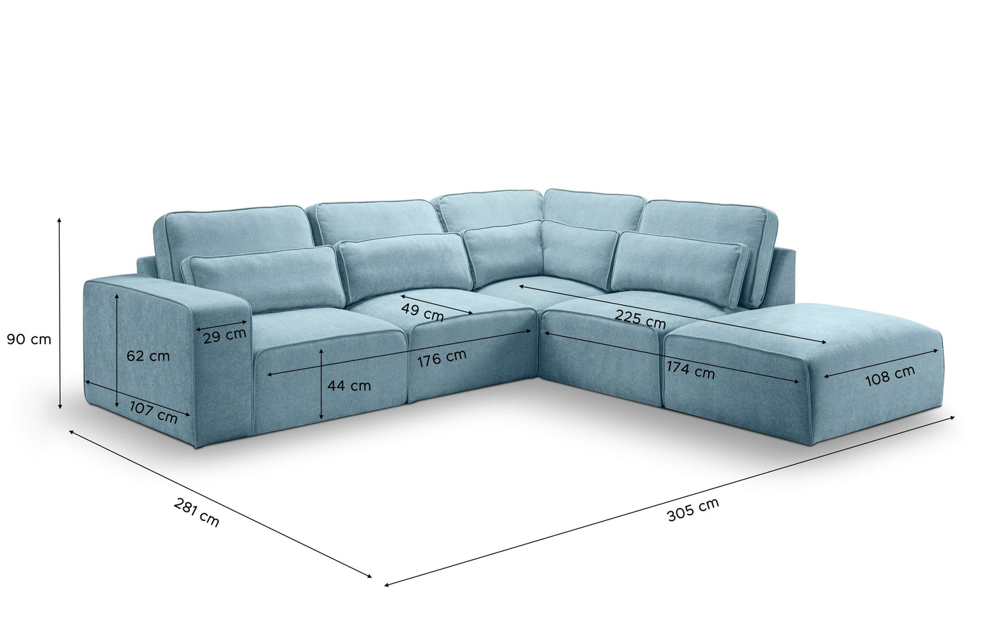 Ecksofa Lux – Modulare Wohnlandschaft mit Ottomane