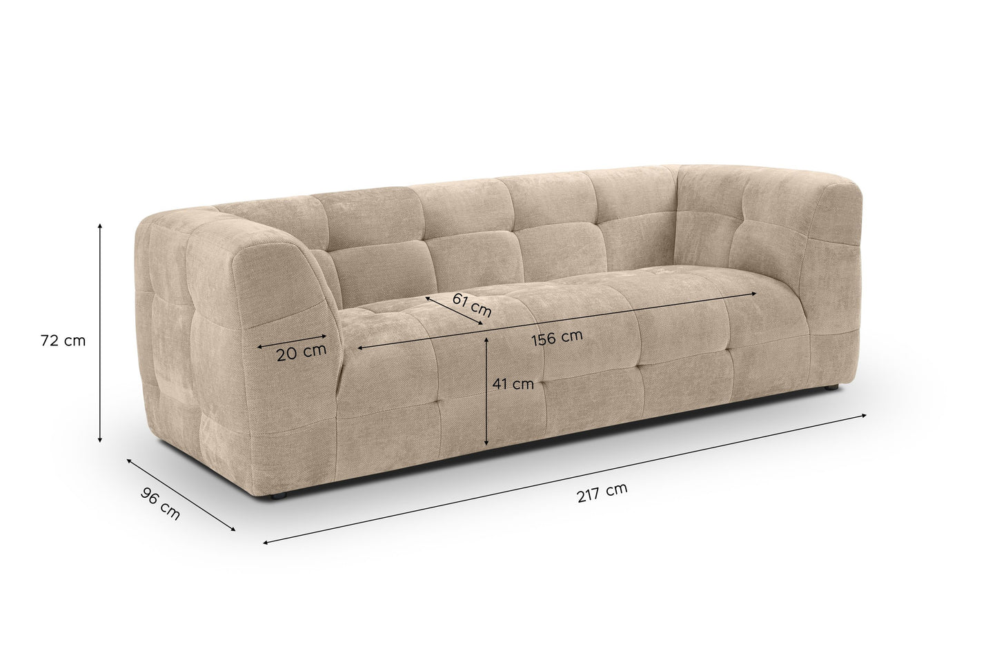 Homes & Jones Sofa 2,5-Sitzer Modernes Polstersofa m. Stoffbezug in Flachgewebe