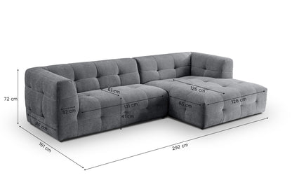 Canapé Tenso – Canapé d'angle élégant – Garnissage en mousse à froid et revêtement en tissu plat doux