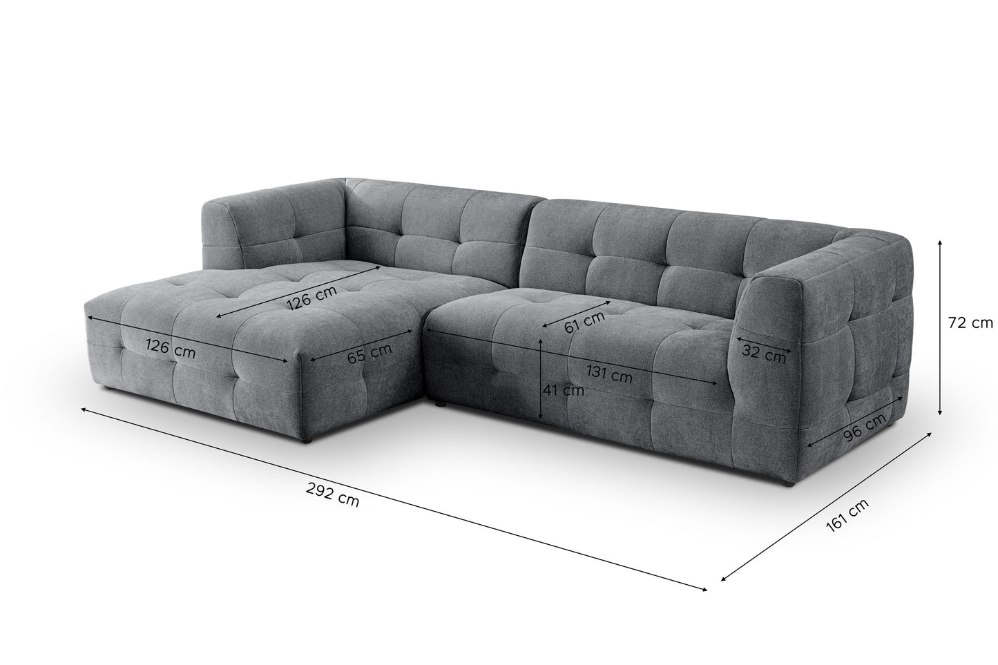 Canapé Tenso – Canapé d'angle élégant – Garnissage en mousse à froid et revêtement en tissu plat doux