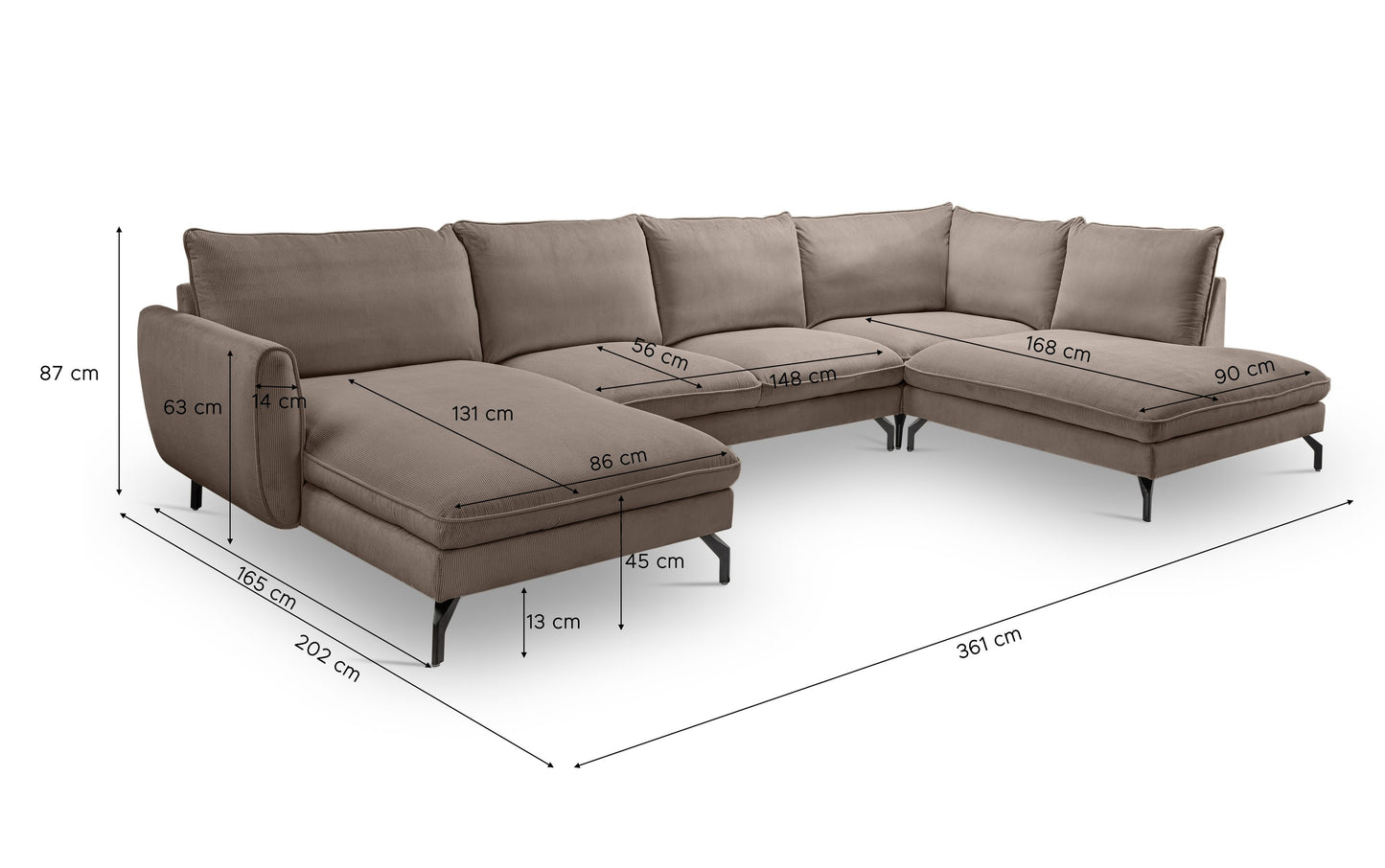 Homes & Jones Ecksofa Wohnlandschaft mit Webstoff-Bezug, Sofa in U-Form