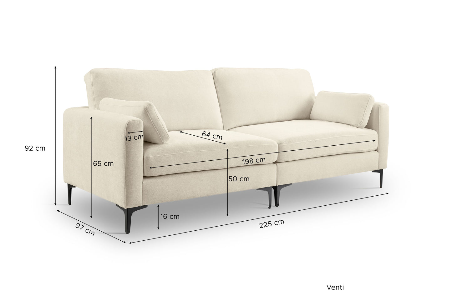 Venti Sofa – High-Quality 3.5-Seater Upholstered Sofa with Woven Fabric Cover