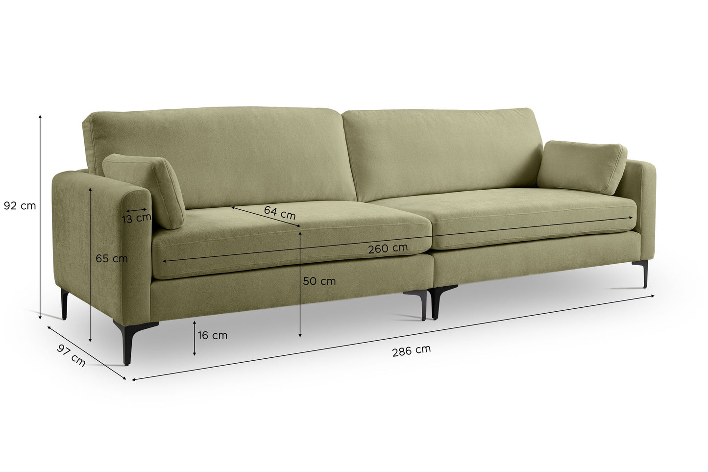 Canapé Venti – Canapé rembourré 4 places de haute qualité avec revêtement en tissu tissé