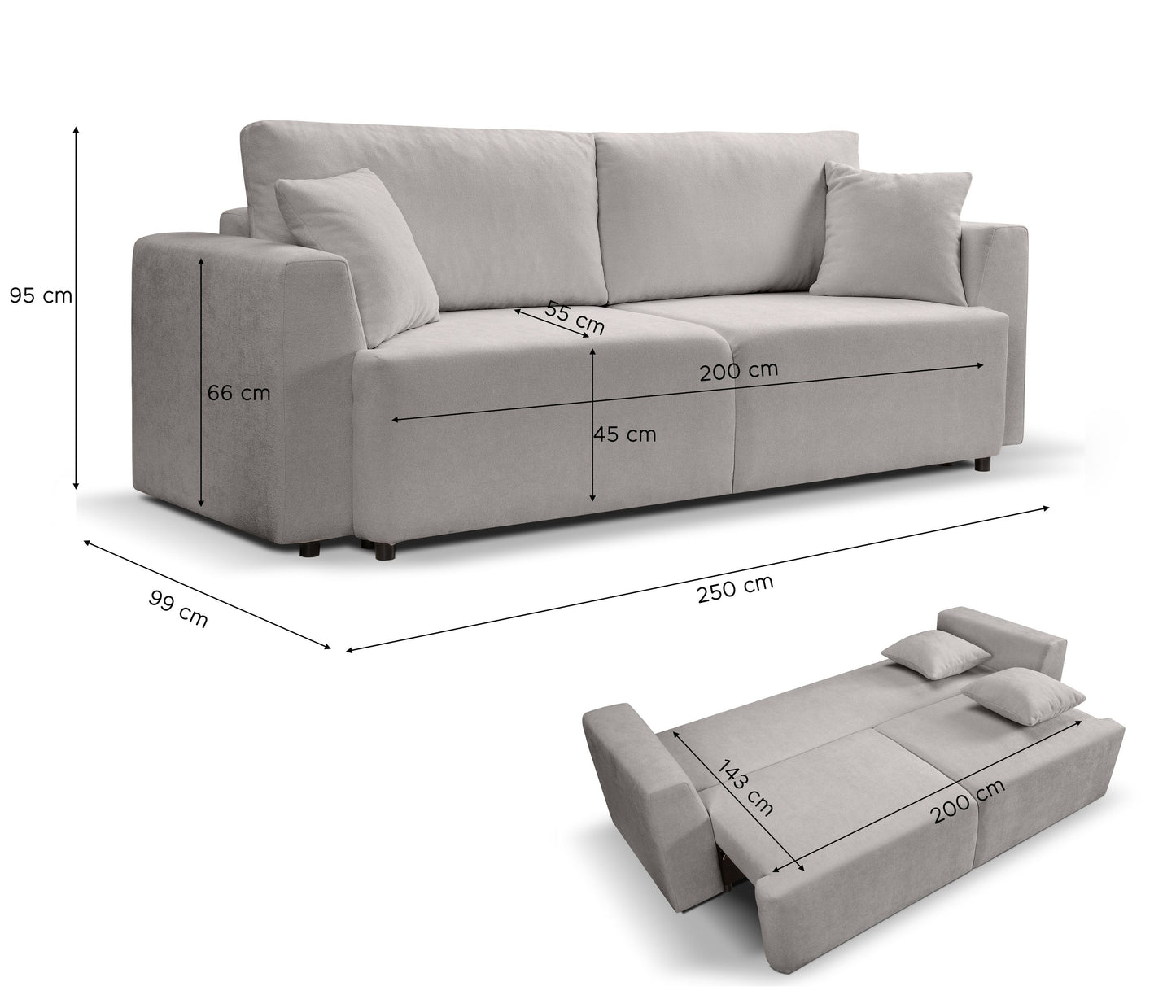Canapé convertible Point – Canapé moderne avec fonction couchage