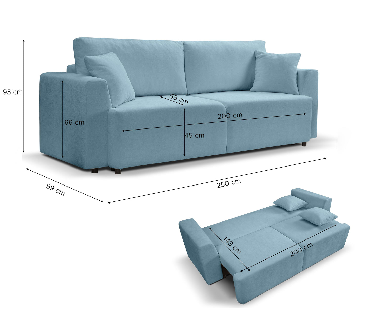 Canapé convertible Point – Canapé moderne avec fonction couchage