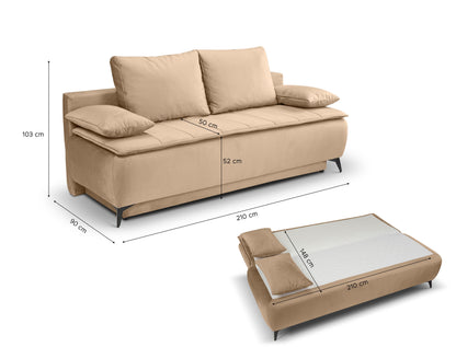Canapé convertible Sendi – Luxueux canapé en velours avec fonction couchage