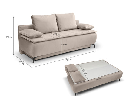 Canapé convertible Sendi – Luxueux canapé en velours avec fonction couchage