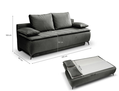 Canapé convertible Sendi – Luxueux canapé en velours avec fonction couchage
