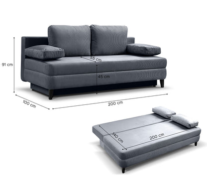 Sofa Bed Sorto – Comfortable Cord Sofa with Sleeping Function