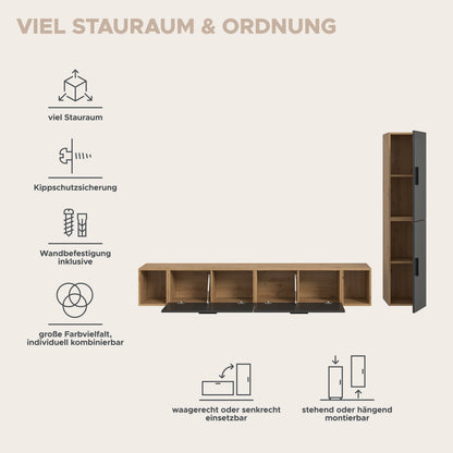 Homes & Jones Wohnwand 2-tlg. TV Möbel Modular Lowboard, Wohnzimmerschrank