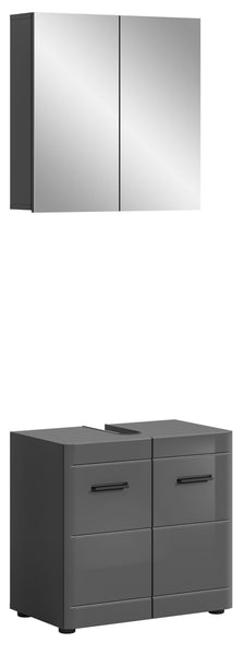 Ensemble de salle de bain SOFT (L/H/P : env. 60/190/34 cm) gris/gris brillant