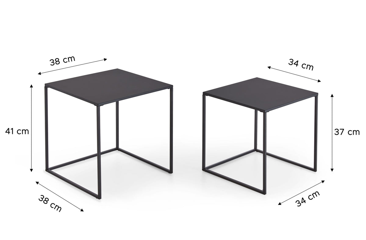Homes & Jones Beistelltisch 2er Set 38x38x41 cm & 34x34x37 cm