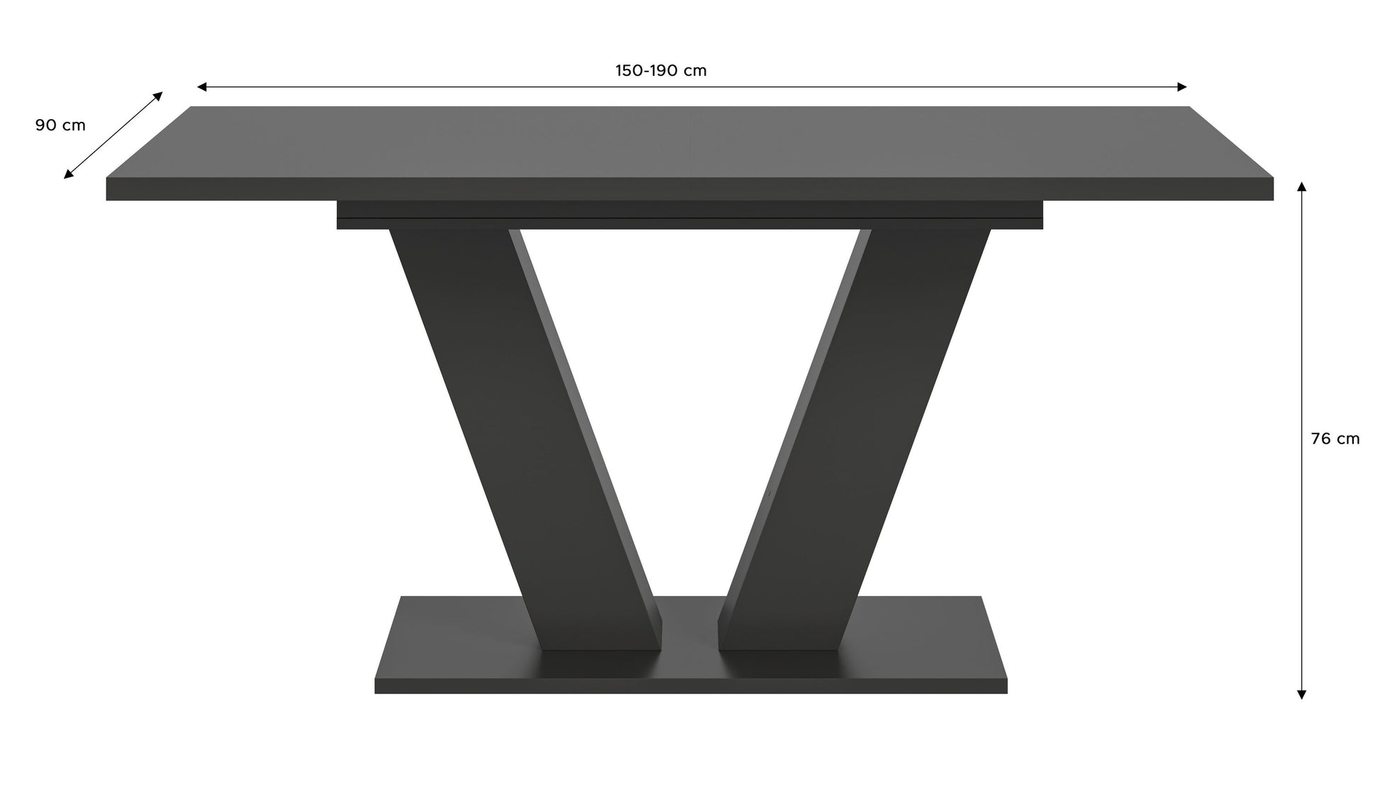 Esstisch mit dunkler Platte und dunklem X-Gestell, stabiler Stand