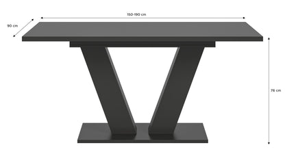 Esstisch mit dunkler Platte und dunklem X-Gestell, stabiler Stand