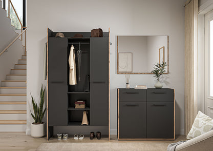 Ensemble de meubles d'entrée BUENO (L/H/P : env. 215/189/37 cm) en gris basalte/gris basalte