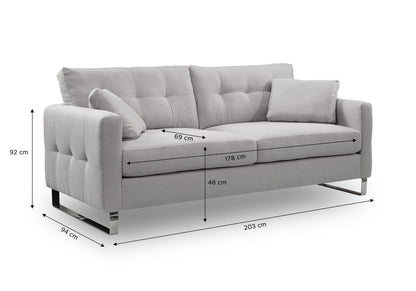 Homes & Jones Sofa 2,5-Sitzer, Modernes Sofa mit Stoffbezug in Flachgewebe