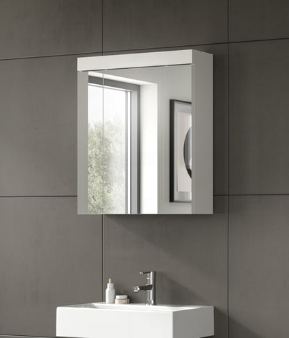 Viana Spiegelschrank (B/H/T: 60x70x18 cm) in Spiegelglas und Weiß
