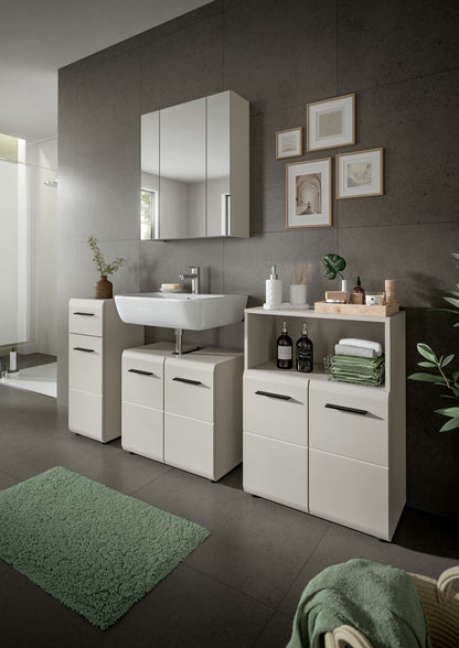 Badmöbel-Set mit Spiegelschrank, Waschbecken und Unterschränken, weiß und anthrazit