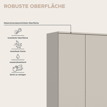 Melaminharzbeschichtete, kratzfeste und wasserabweisende Oberfläche am Schrank