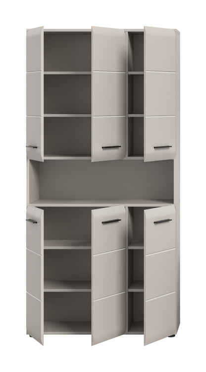Meuble de rangement polyvalent ICE (L/H/P : env. 90/185/30 cm) en imitation chêne Nox/noir mat