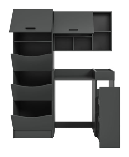 Homes & Jones Waschmaschinenschrank-Set in Anthrazit mit offenen Fächern und Schubladen