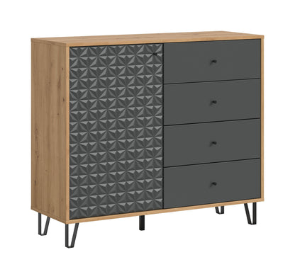 Buffet haut PRISMA (L/H/P : env. 110/96/40 cm) en imitation chêne Artisan/anthracite mat