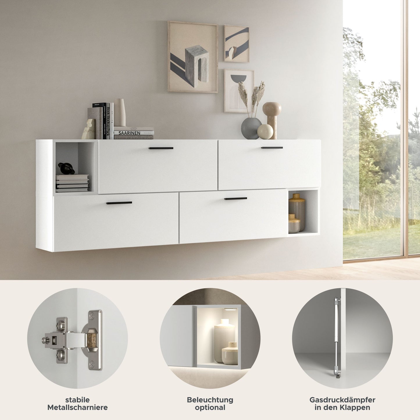Homes & Jones Wohnwand 2-tlg. TV Möbel Modular Lowboard, Wohnzimmerschrank
