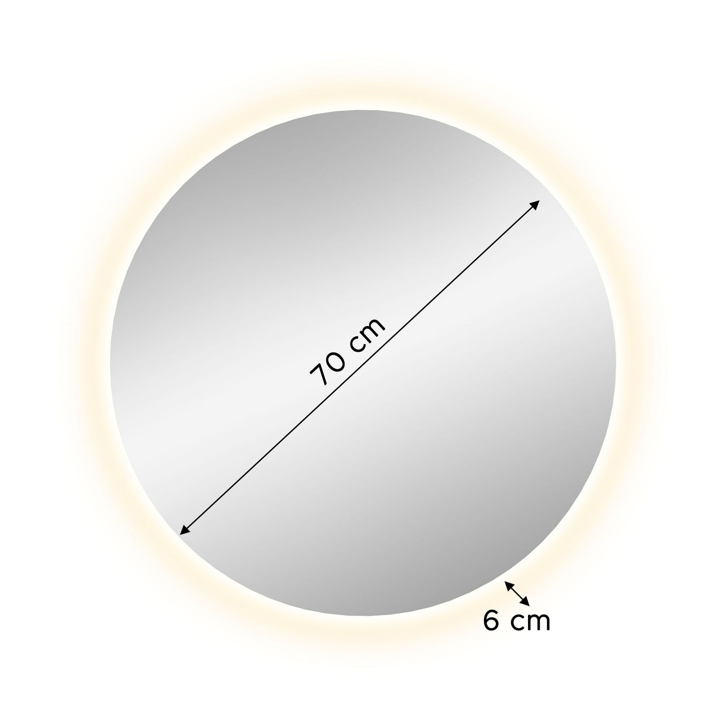 Homes & Jones Spiegel rund 70 cm mit LED-Lichtband Beleuchtung, Flurmöbel