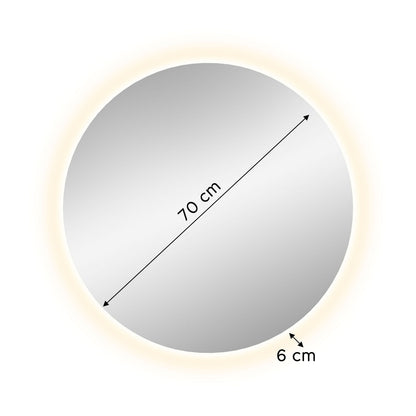 Homes & Jones Spiegel rund 70 cm mit LED-Lichtband Beleuchtung, Flurmöbel