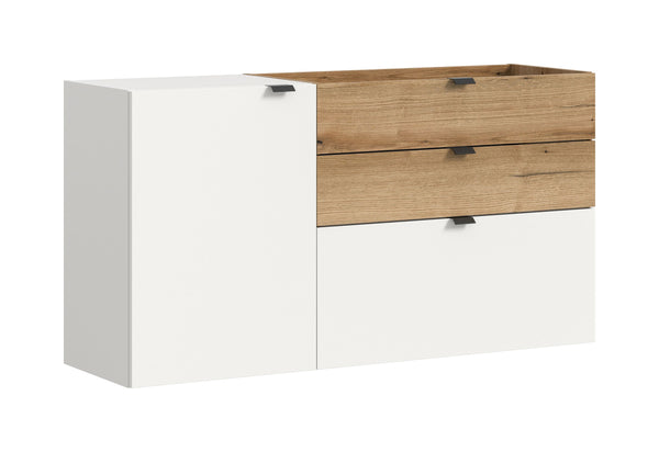 Commode suspendue NARO (L/H/P : env. 120/64/37 cm) en blanc/blanc