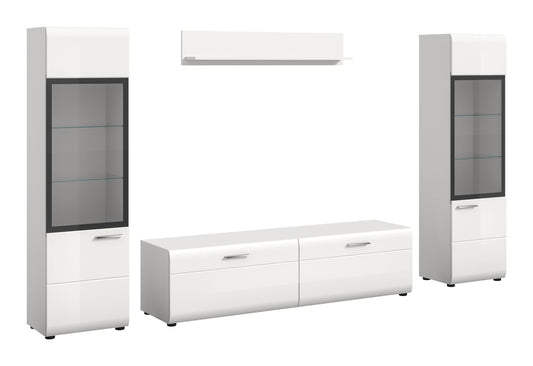 Meuble TV ICE (L/H/P : env. 280/160/41 cm) en blanc/blanc brillant