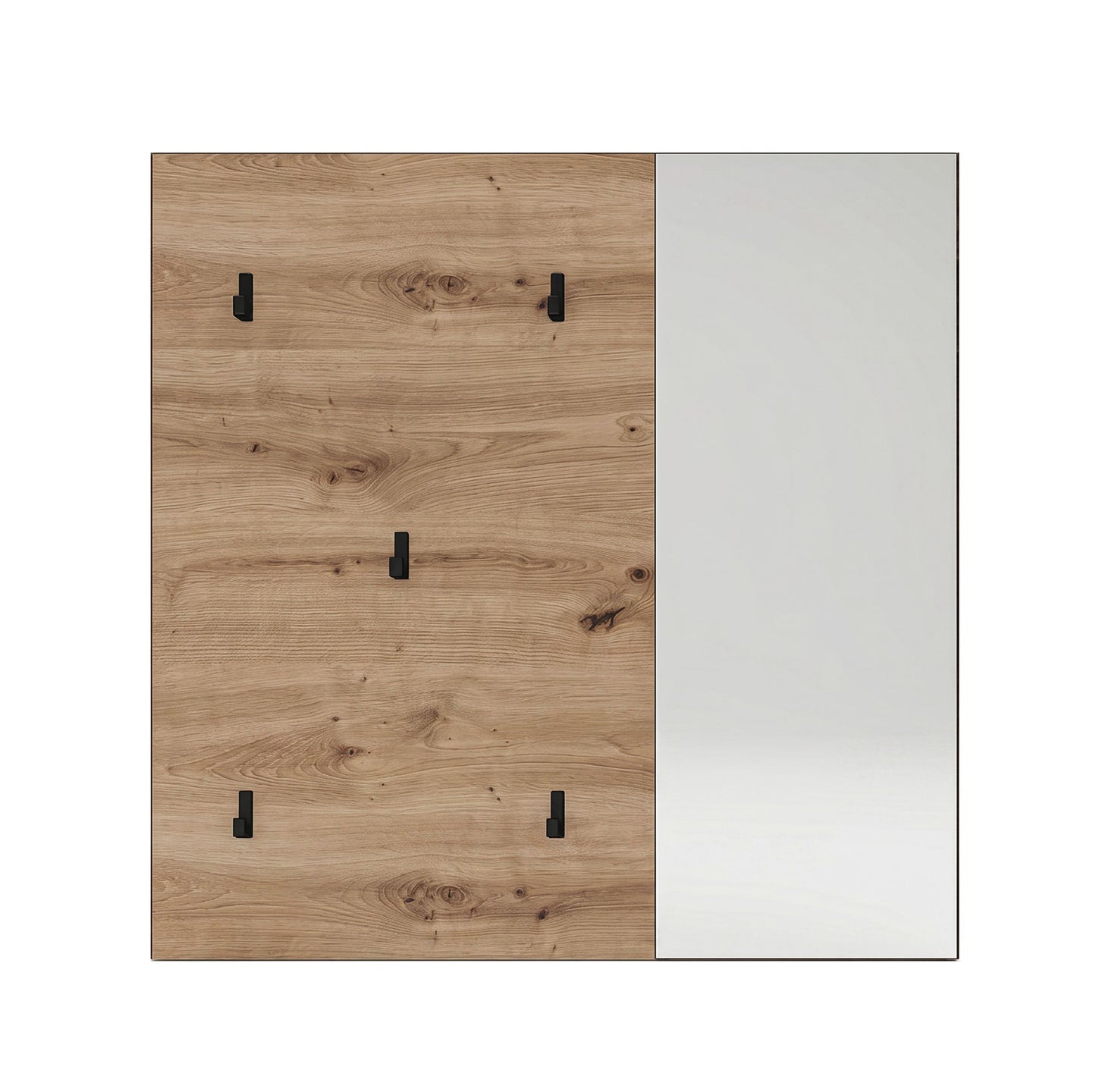 Keno Garderobenpaneel (B/H/T: 80x80x6 cm) in Spiegelglas / Artisan Eiche Nachbildung und Artisan Eiche Nachbildung