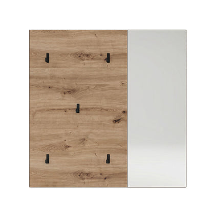 Keno Garderobenpaneel (B/H/T: 80x80x6 cm) in Spiegelglas / Artisan Eiche Nachbildung und Artisan Eiche Nachbildung