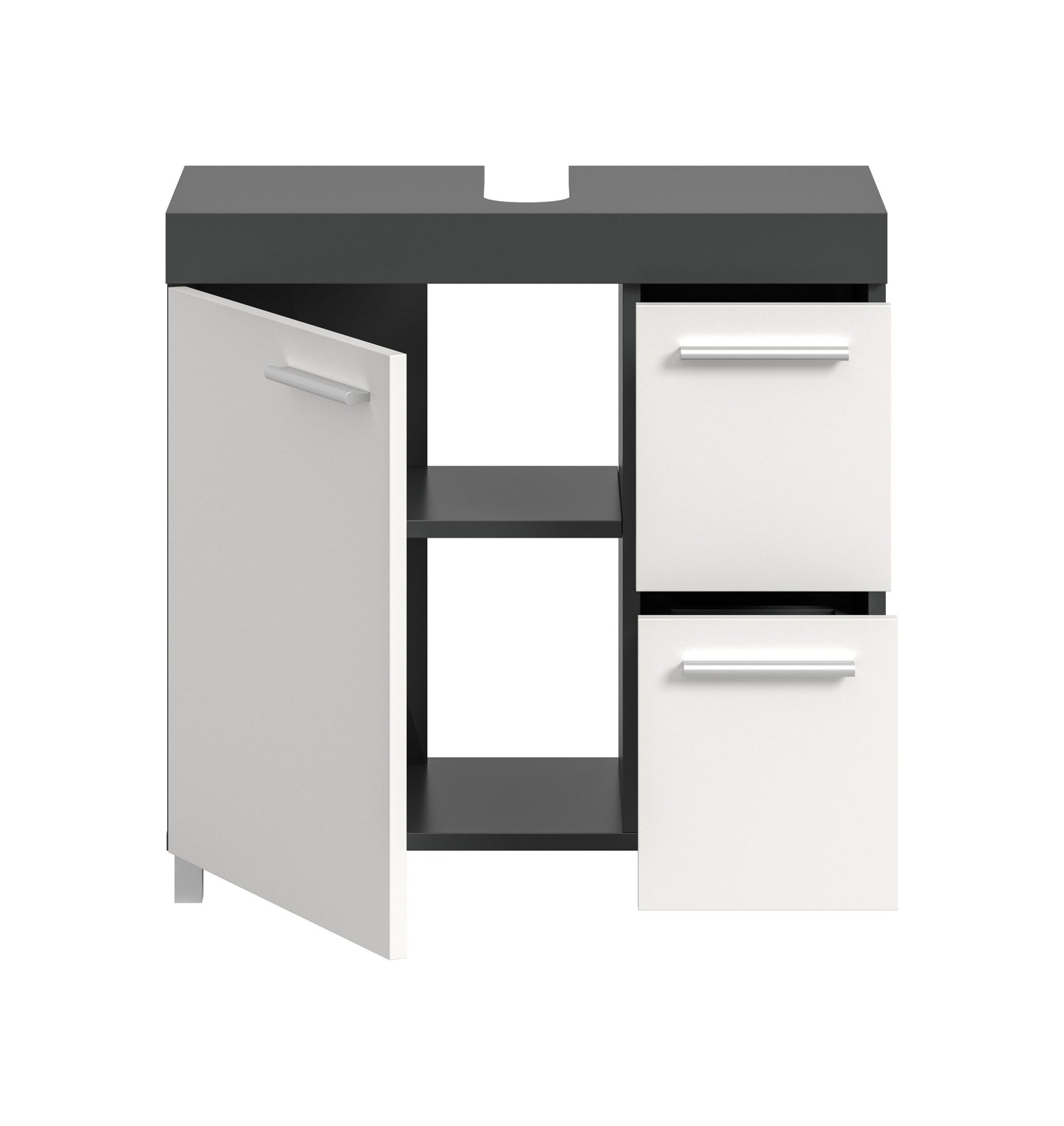 Noah Waschbeckenunterschrank  (B/H/T: 65x63x31 cm) in Weiß und Anthrazit