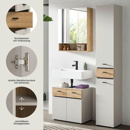 Ensemble de salle de bain AQUA (L/H/P : env. 107/191/35 cm) en cachemire/cachemire