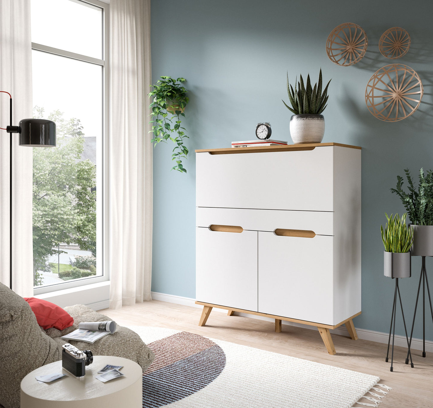 Homes & Jones Sekretär Schreibtisch Skandi Style, Büromöbel-Home-Office