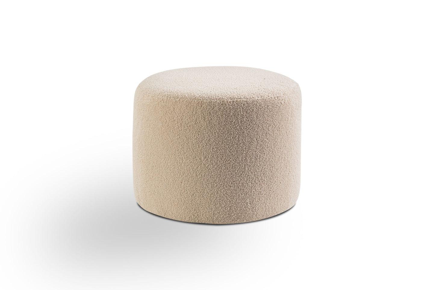 Runder Cord-Hocker mit weicher Polsterung, beige, zylindrische Form