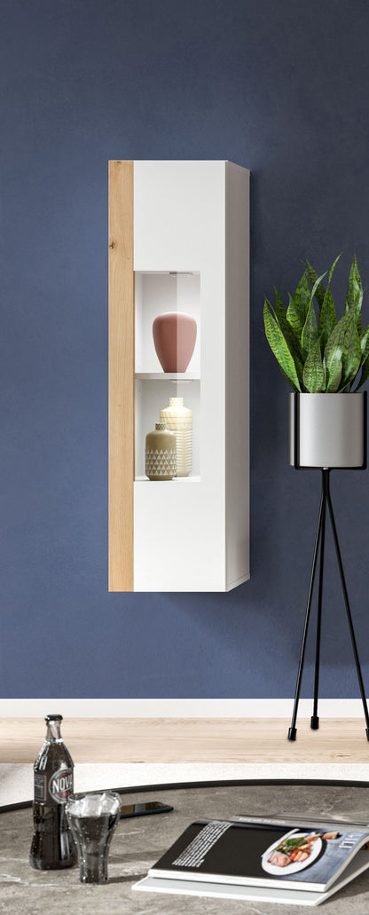 Homes & Jones Wohnzimmerschrank Vitrine weiß, Schrank mit 1 Tür, Möbel